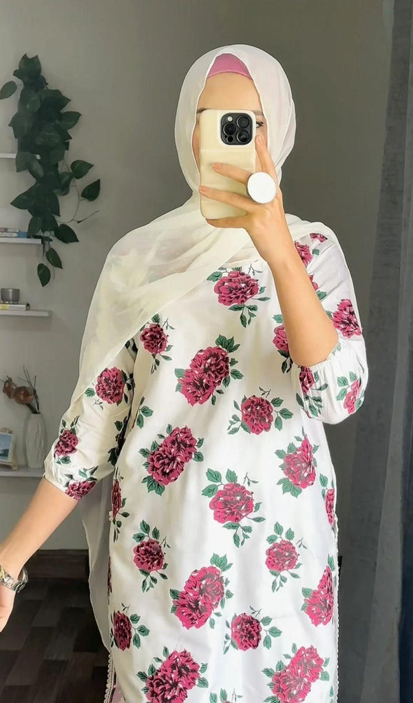 Flower Print 2Pcs Stitched - CW 0042